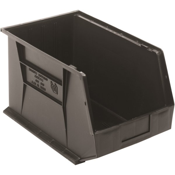 Quantum Storage Systems Hang & Stack Storage Bin, 10 in H, Black QUS260CO